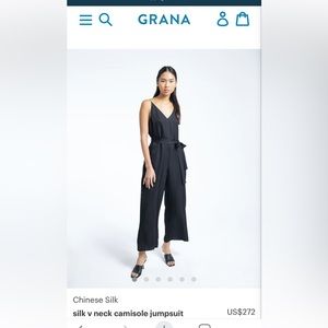 Grana V Neck Silk Camisole Jumpsuit Black Small
